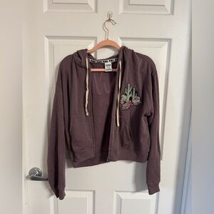 PINK Victoria's Secret Purple Hoodie with Cactus Design